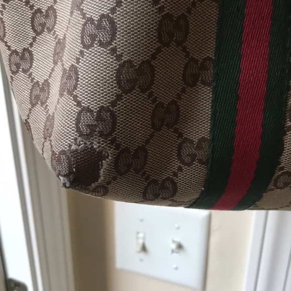 Authentic Gucci Sherry Line Shoulder Bag Tote 2 stripes - Picture 7 of 15